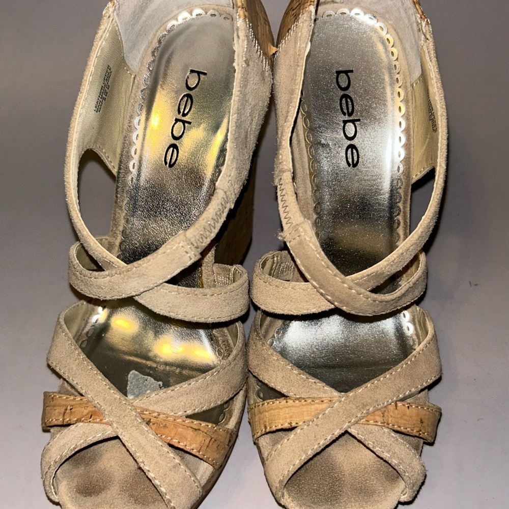 Bebe cork wedge sandals